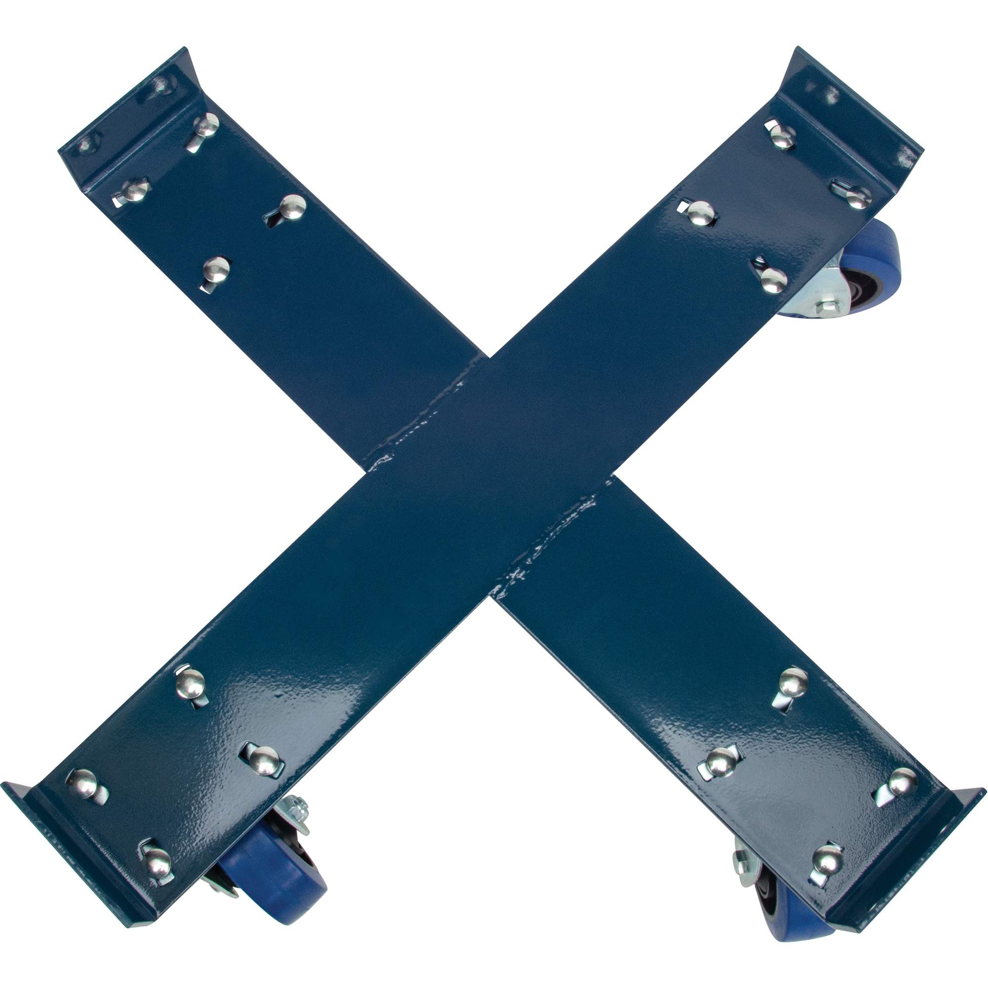 Drum Dolly, Steel, 1400 lbs. Capacity, 24" Diameter, Blue Elastic Casters