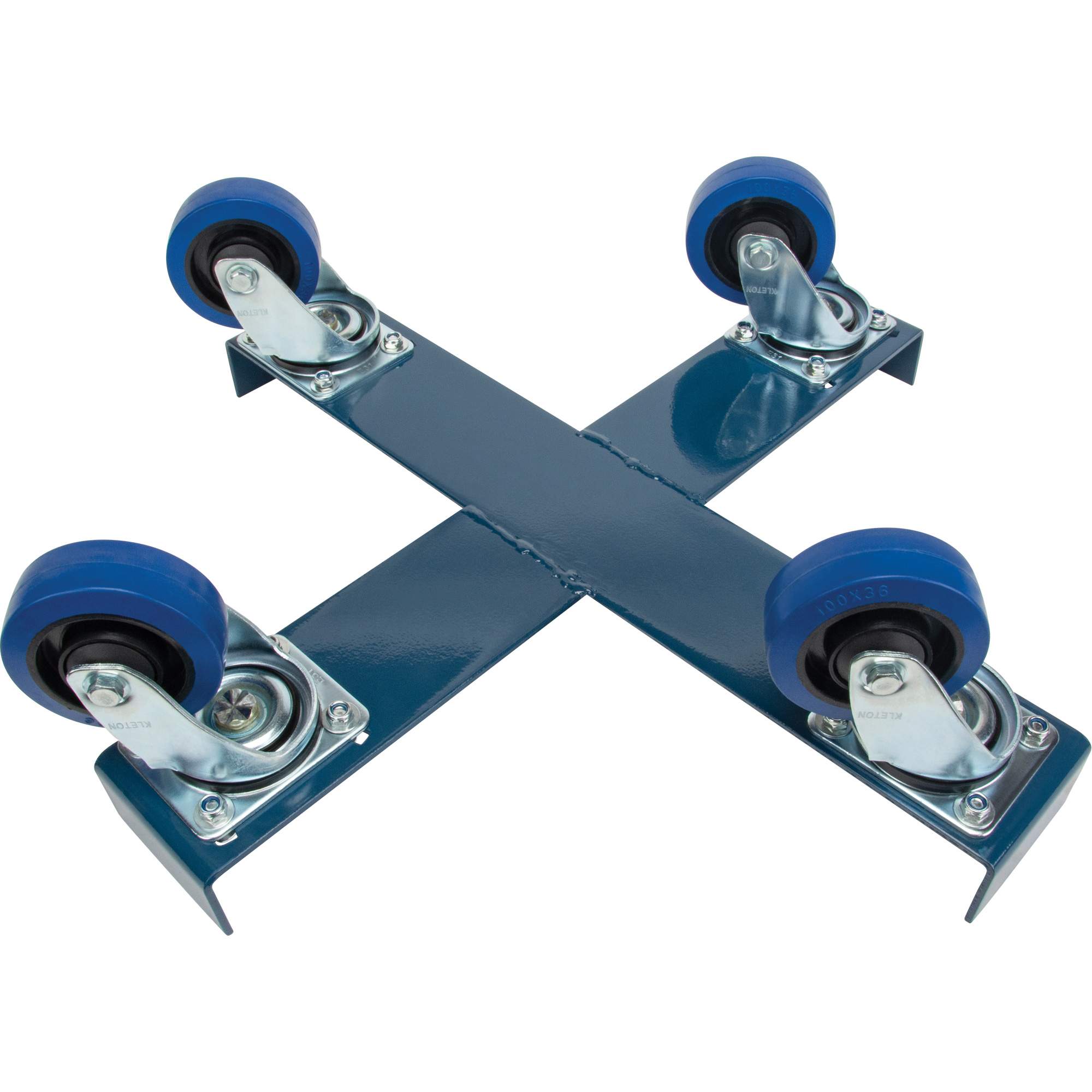 Drum Dolly, Steel, 1400 lbs. Capacity, 24" Diameter, Blue Elastic Casters