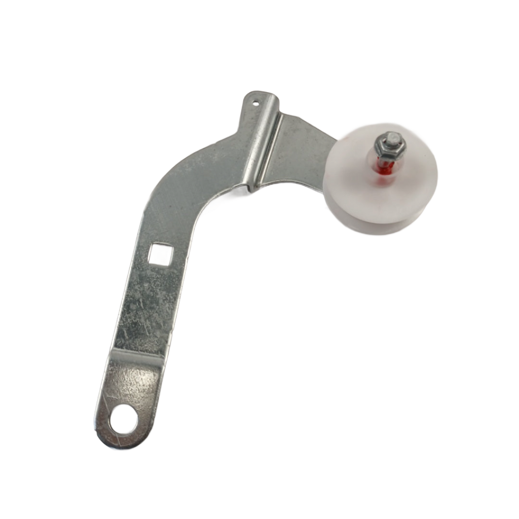 WG04A04461 dryer idler arm replacement metal bracket with white nylon wheel and mounting bolt for dryers