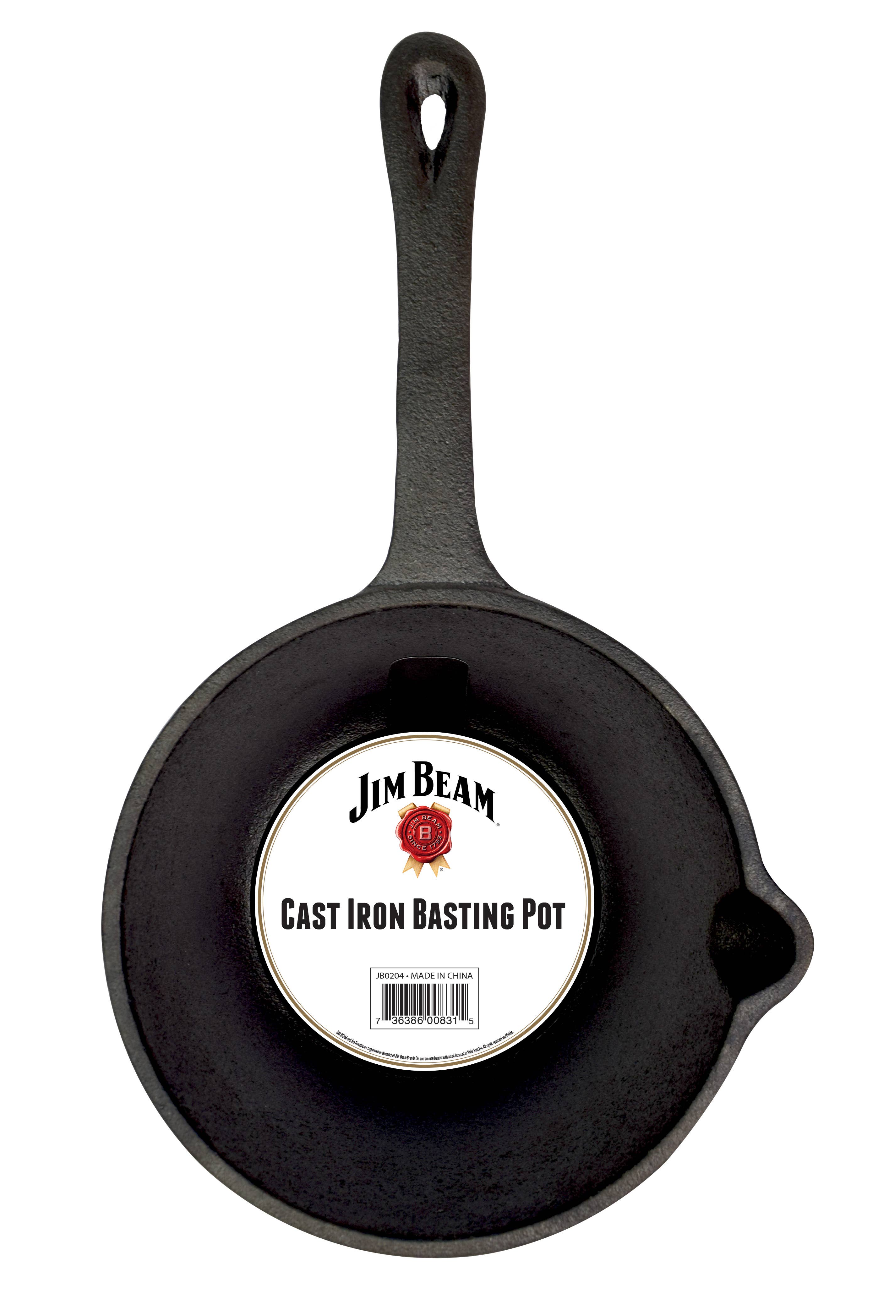 Jim Beam Pre-Seasoned Cast Iron Basting Pot for Grilling