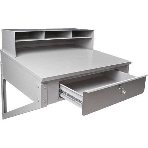 Wall-Mounted Shop Desk, 34-1/2" W x 28" D x 31" H, Grey