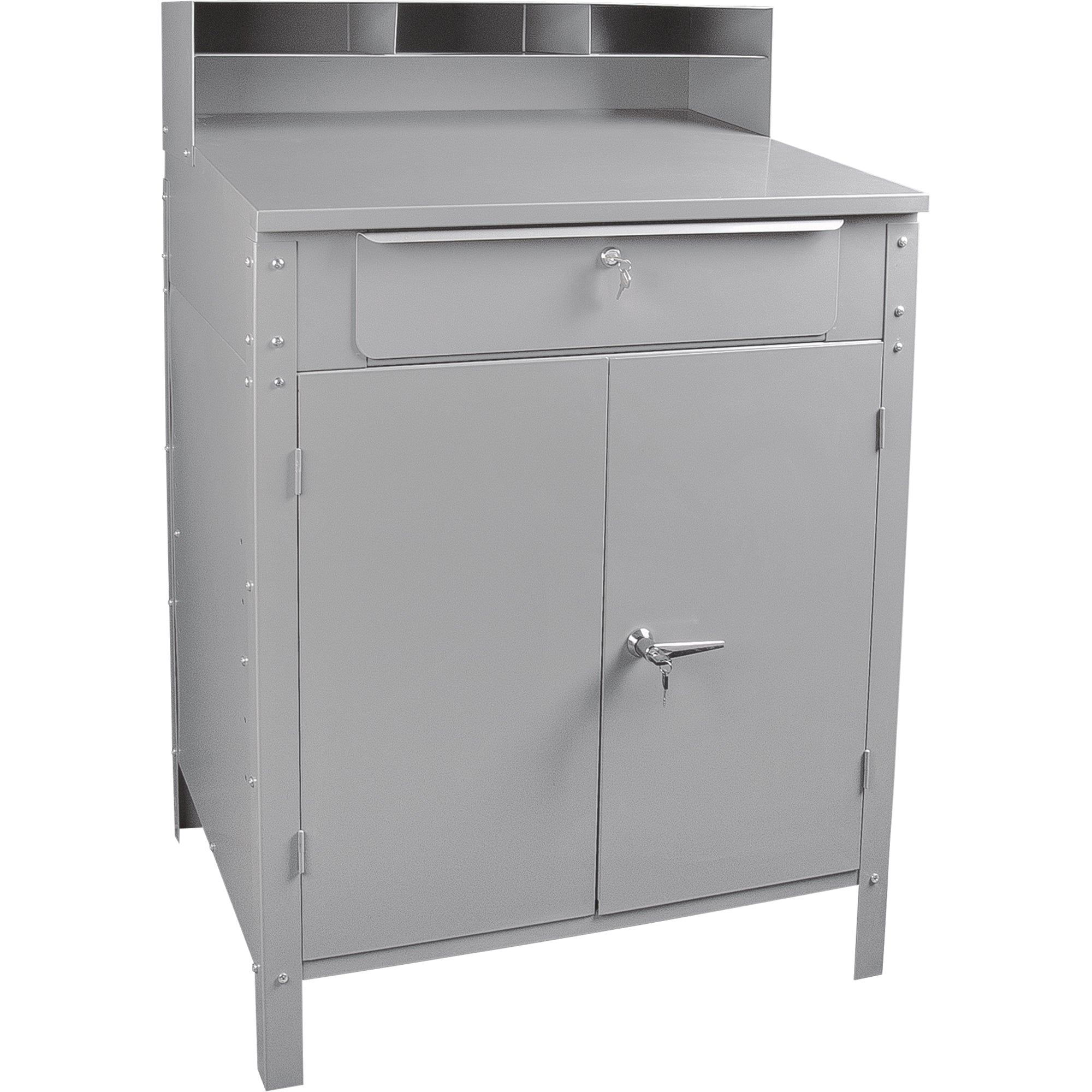 Cabinet Style Shop Desk, 34-1/2" W x 30" D x 53" H, Grey
