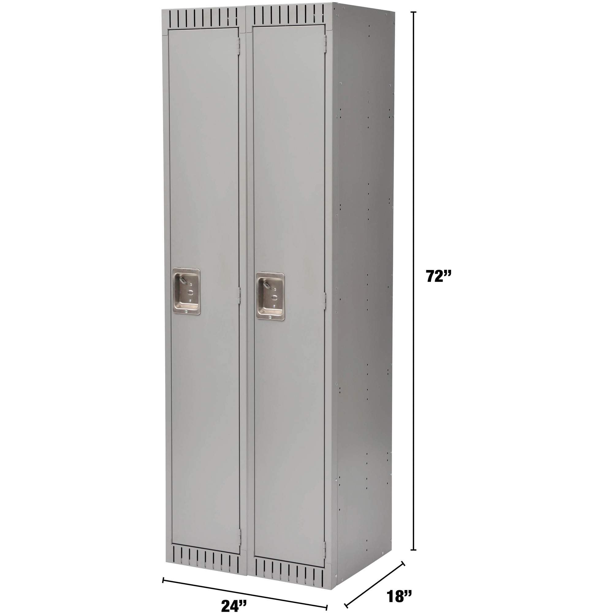 Lockers, Bank of 2, 24" x 18" x 72", Steel, Grey, Rivet (Assembled)