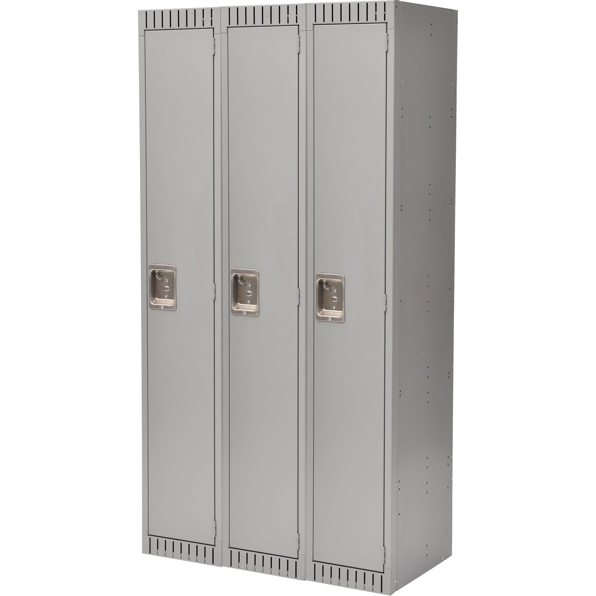 Lockers, Bank of 3, 36" x 18" x 72", Steel, Grey, Rivet (Assembled)