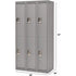 Lockers, 2 -tier, Bank of 3, 36" x 18" x 72", Steel, Grey, Rivet (Assembled)