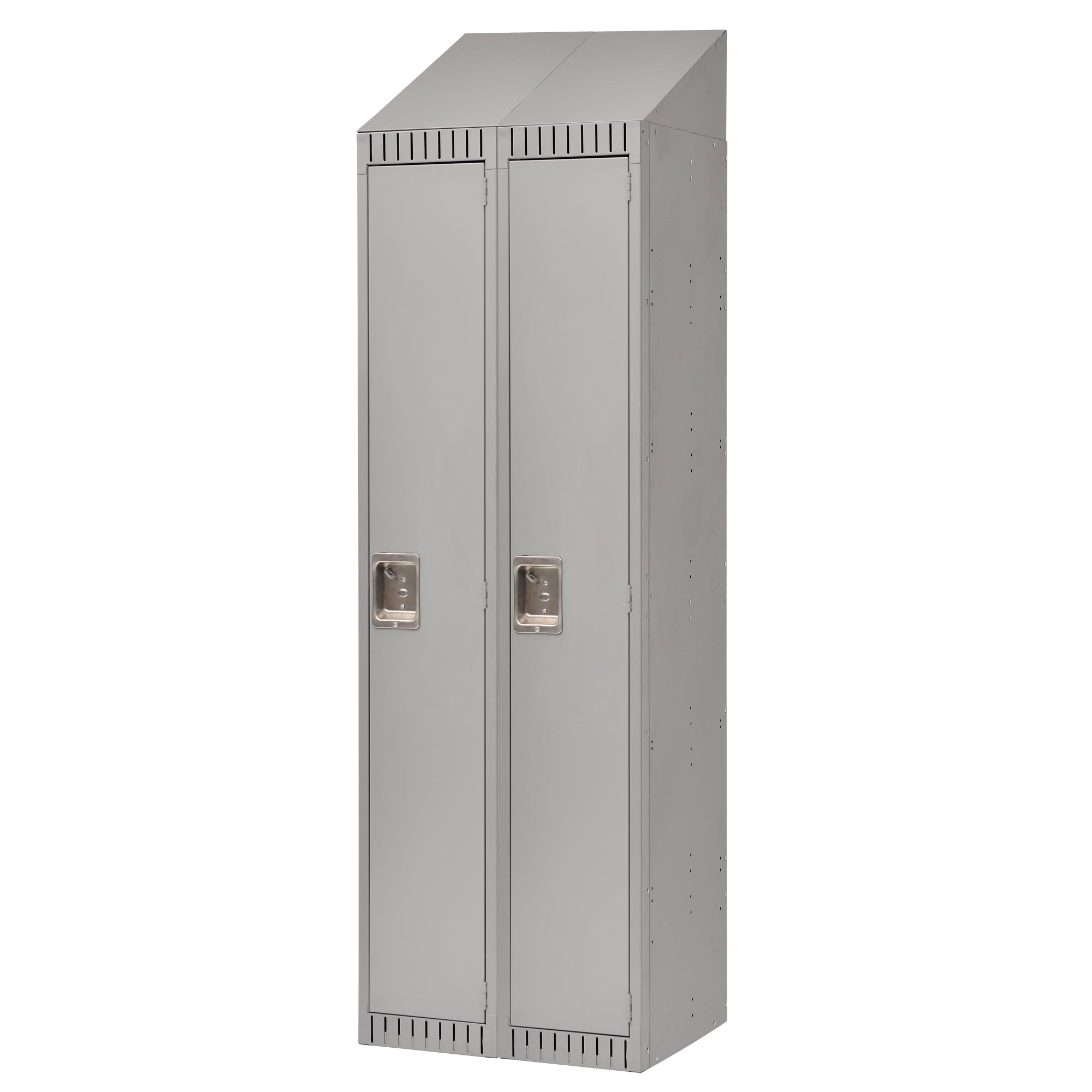 Assembled Lockers, Bank of 2, 24" x 18" x 82", Steel, Grey, Rivet (Assembled)