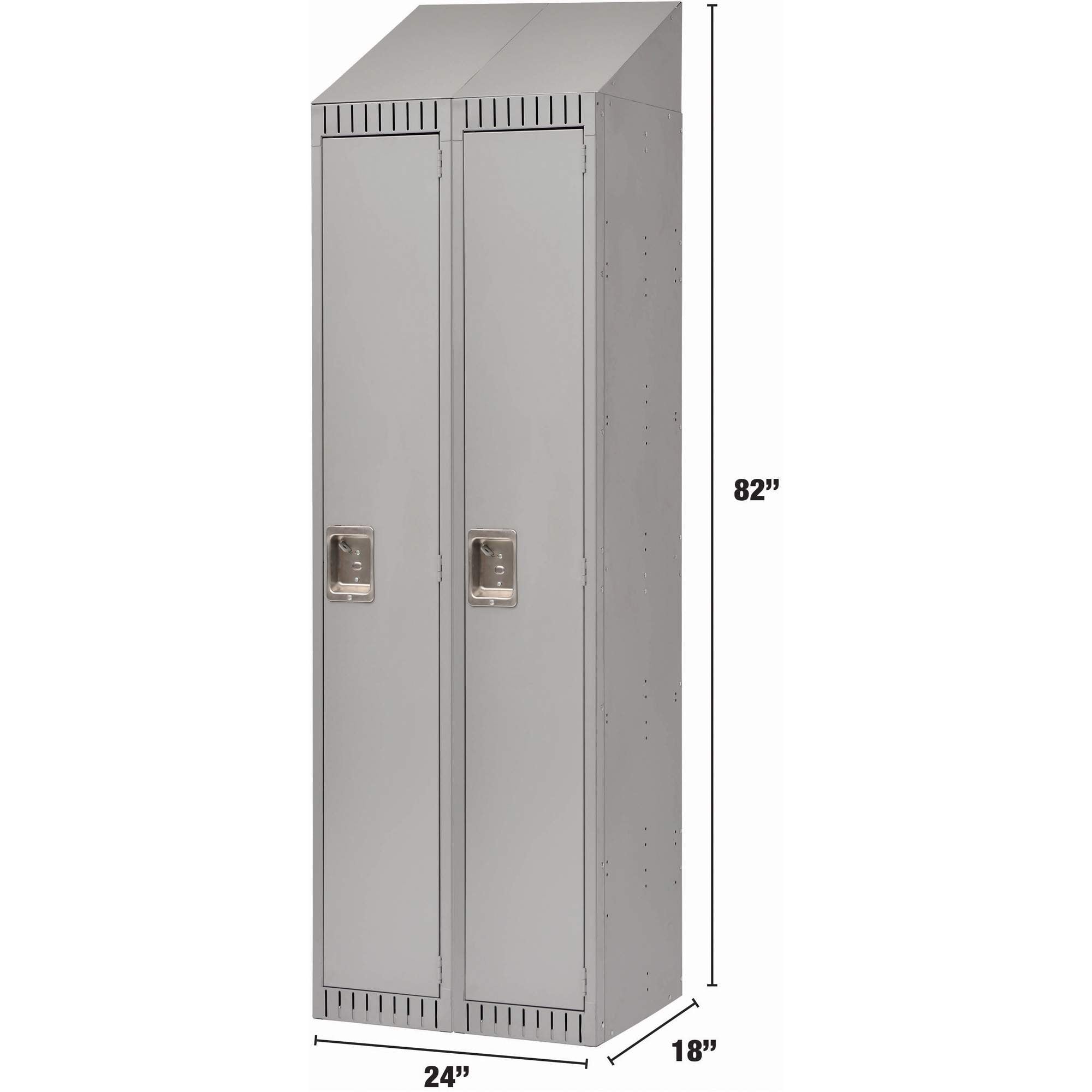 Assembled Lockers, Bank of 2, 24" x 18" x 82", Steel, Grey, Rivet (Assembled)