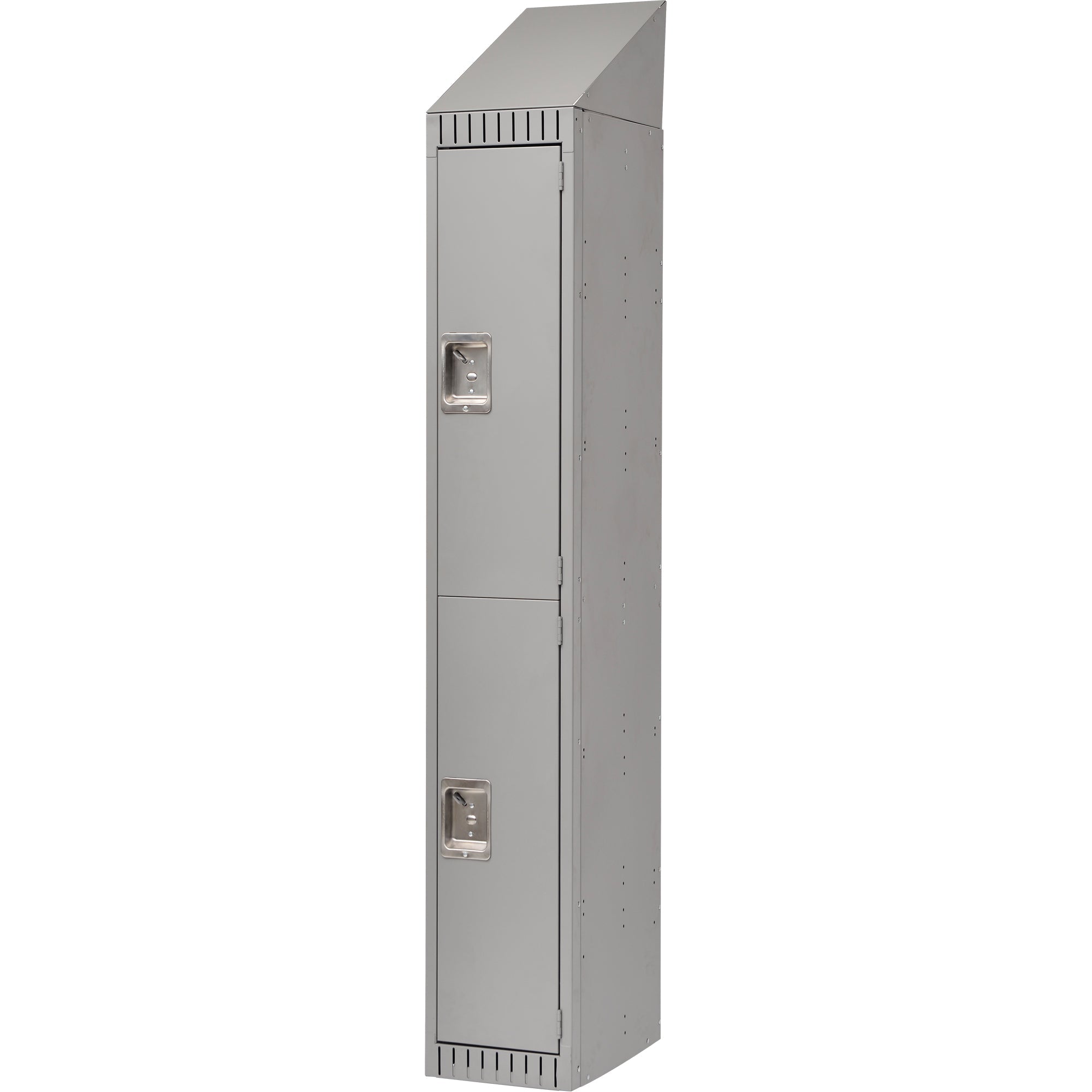 Assembled Lockers, 2 -tier, 12" x 18" x 72", Steel, Grey, Rivet (Assembled)