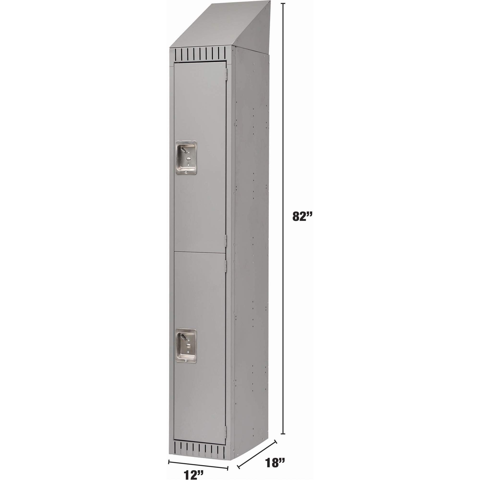 Assembled Lockers, 2 -tier, 12" x 18" x 72", Steel, Grey, Rivet (Assembled)
