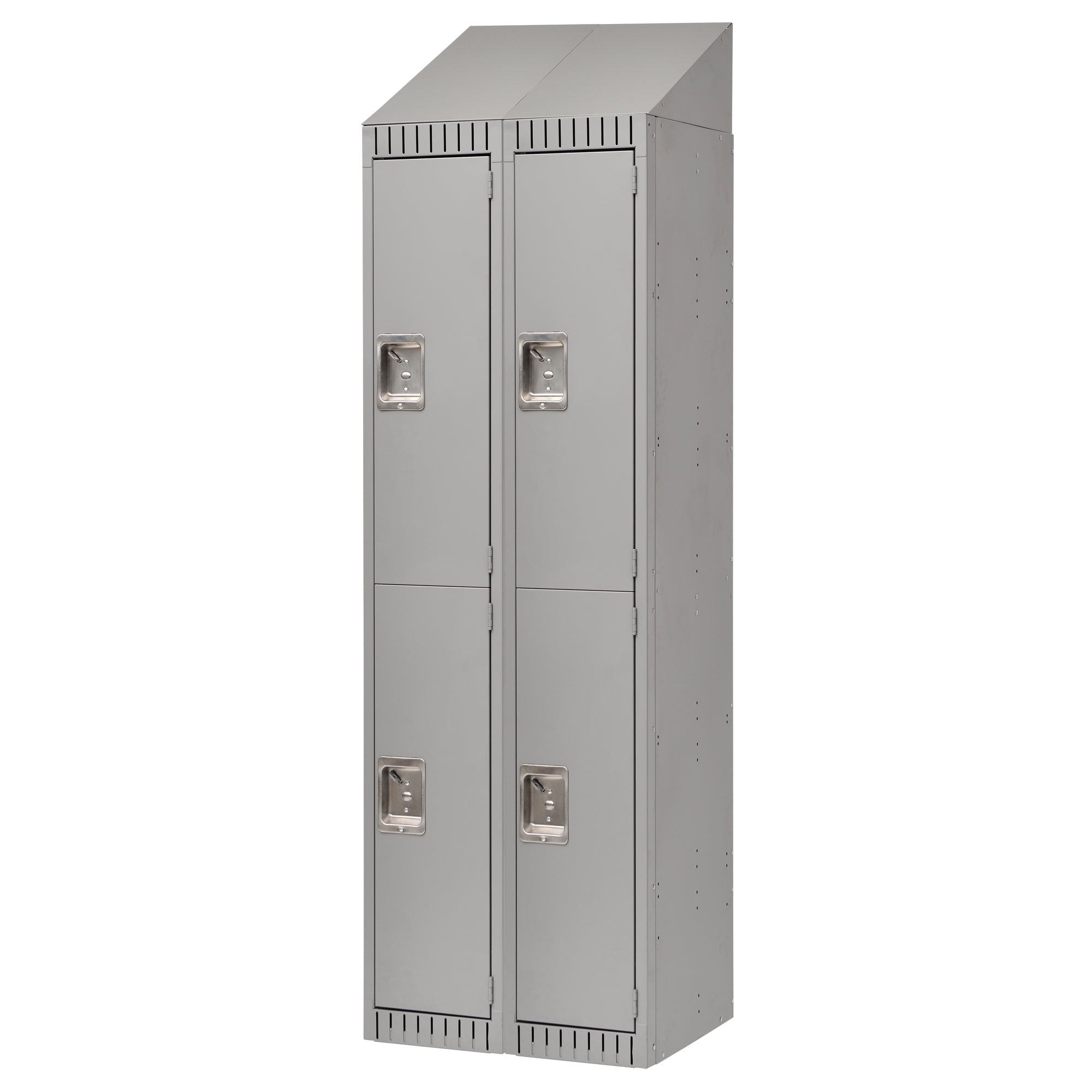Assembled Lockers, 2 -tier, Bank of 2, 24" x 18" x 72", Steel, Grey, Rivet (Assembled)