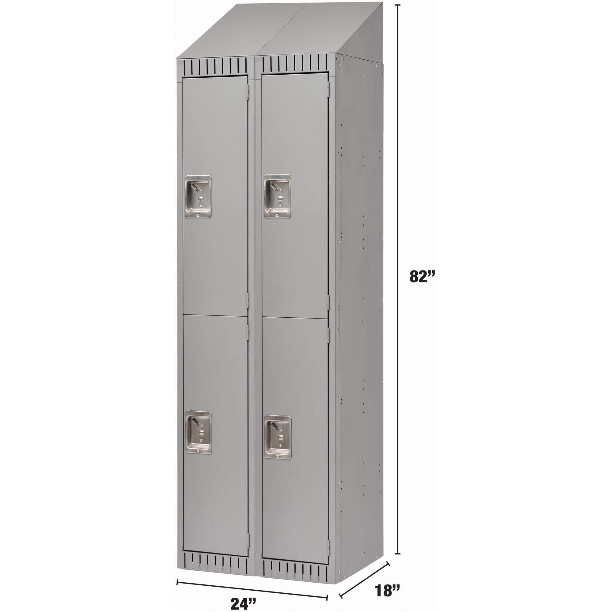 Assembled Lockers, 2 -tier, Bank of 2, 24" x 18" x 72", Steel, Grey, Rivet (Assembled)