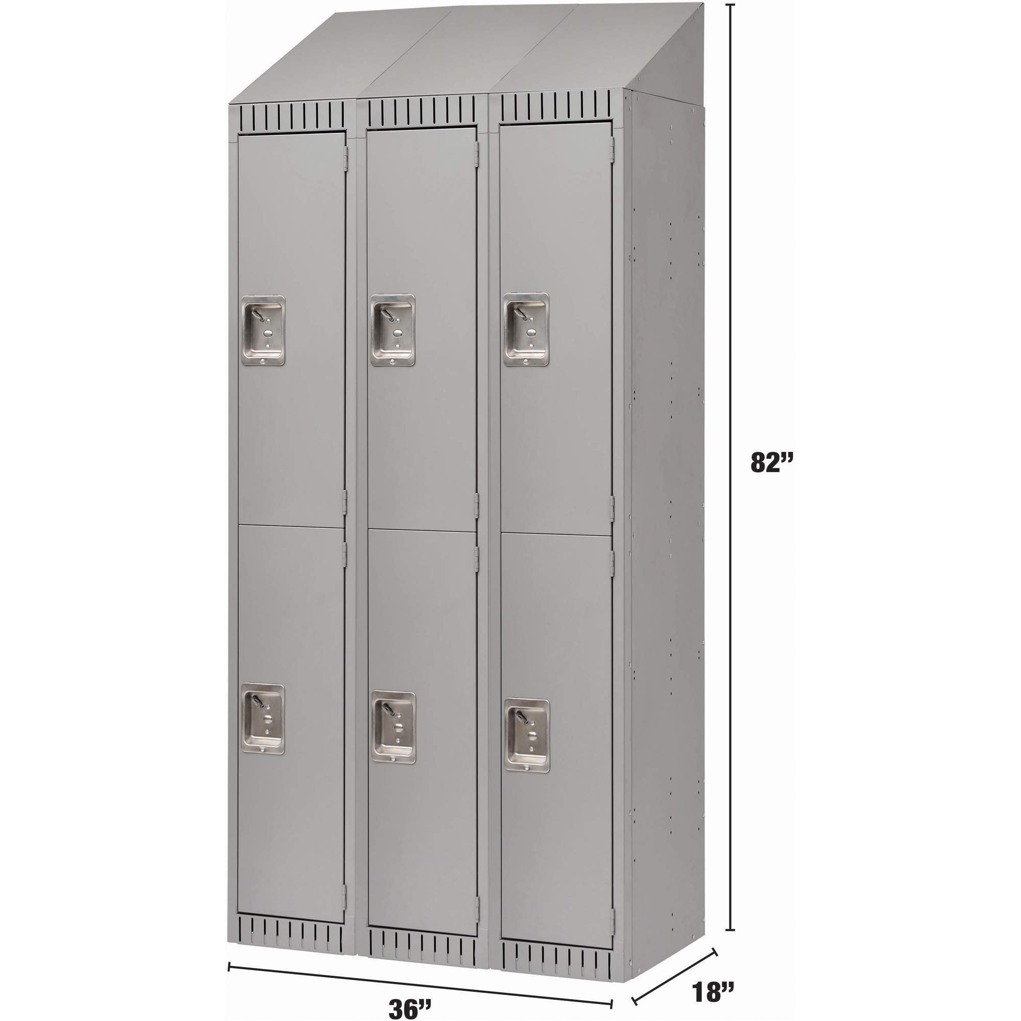 Assembled Lockers, 2 -tier, Bank of 3, 36" x 18" x 72", Steel, Grey, Rivet (Assembled)