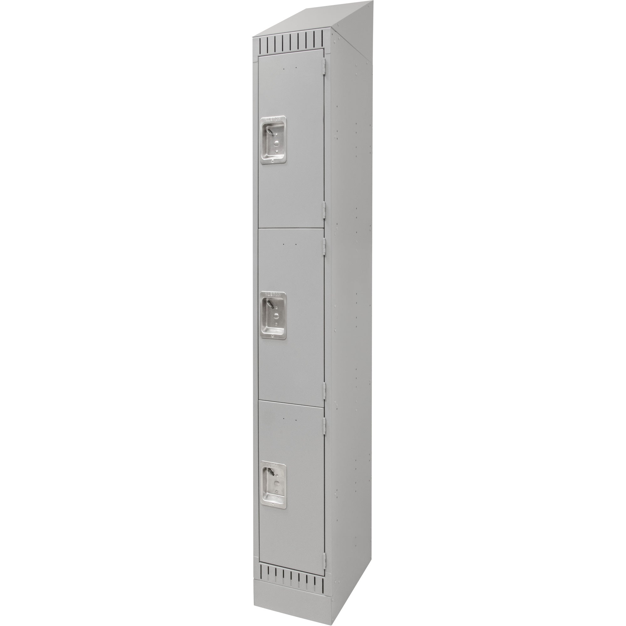 Lockers, 3 -tier, 12" x 18" x 86", Steel, Grey, Knocked Down