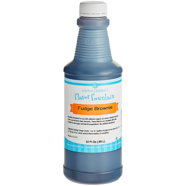 Fudge Brownie Chocolate Flavor Fountain - 4 oz. - 32 oz. - Ice Cream and Beverage Flavors - LorAnn Oils - Canadian Distribution - Ships Free Within Canada on Orders Above CAD $199