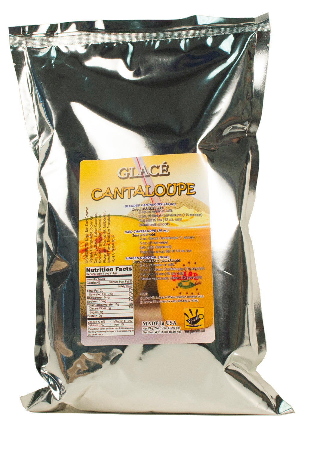 Cantaloupe 4 in 1 Mix for Bubble Tea, Smoothies, Lattes and Frappes, 3 lbs. Bag (Case 6 x 3 lbs. Bags)  - Ships Free Within Canada on Orders Above CAD $199
