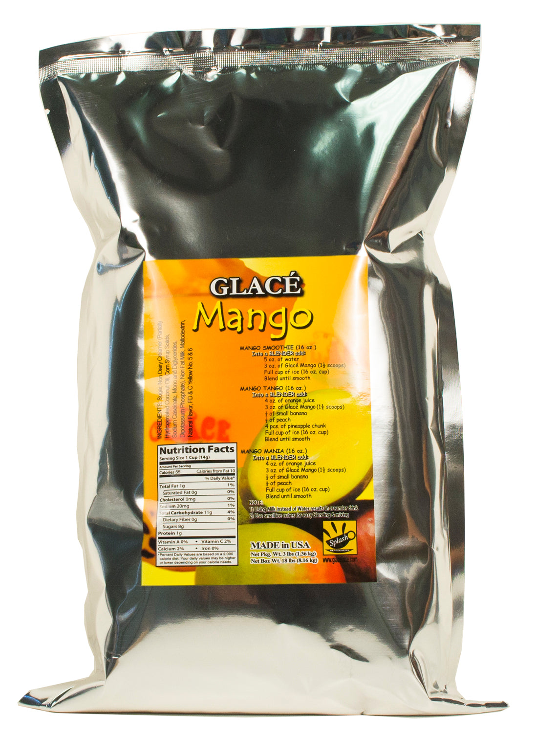 Mango 4 in 1 Mix for Bubble Tea, Smoothies, Lattes and Frappes, 3 lbs. Bag (Case 6 x 3 lbs. Bags)  - Ships Free Within Canada on Orders Above CAD $199