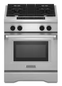KitchenAid Range 30-Inch 4-Burner Dual Fuel Freestanding Range, Commercial Style - YKDRS407VS00, KDRS407VSS