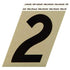 KS 3 inch reflective black address numbers single large black numeral 2 on beige adhesive backing for house