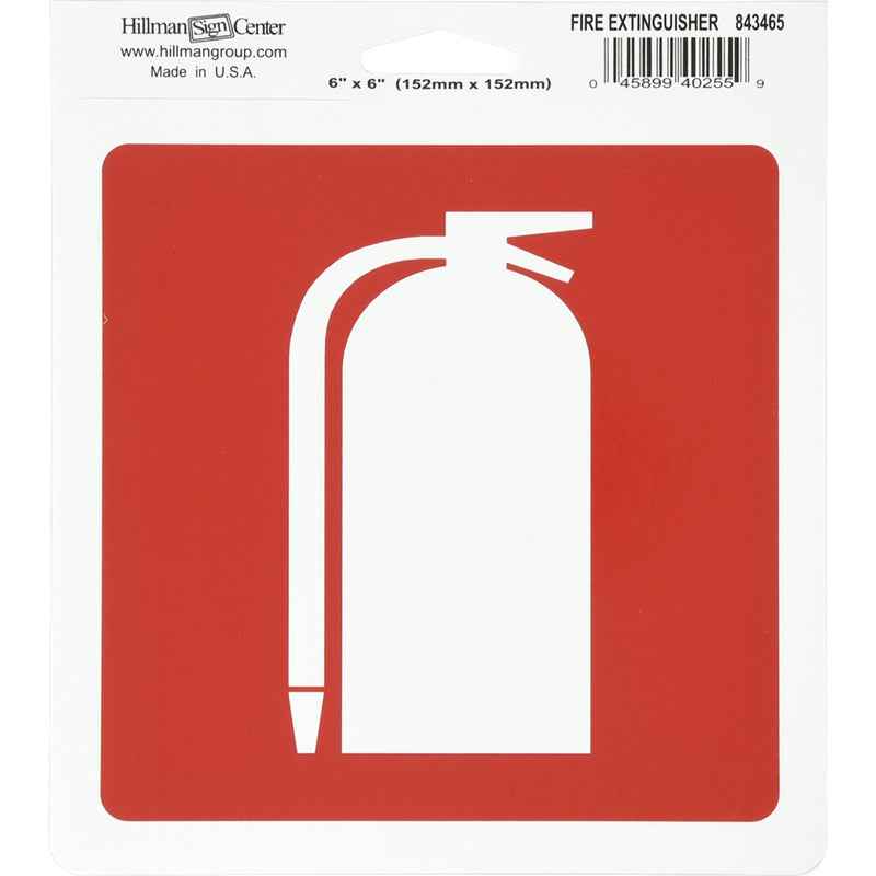 KS red square safety sign with white fire extinguisher icon for cabinets and walls fire extinguisher decal 6 inch