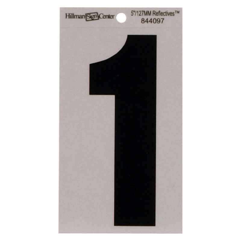 K S reflective number 1 sticker on white backing card large black numeral for signage and labeling