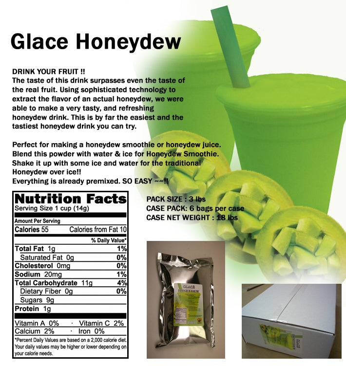 Honeydew 4 in 1 Mix for Bubble Tea, Smoothies, Lattes and Frappes, 3 lbs. Bag (Case 6 x 3 lbs. Bags)  - Ships Free Within Canada on Orders Above CAD $199