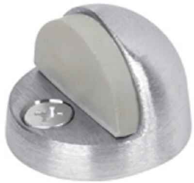 Tell 2 in. W Aluminum Satin Chrome Silver Door Stop Mounts to floor 1-3/4 in.
