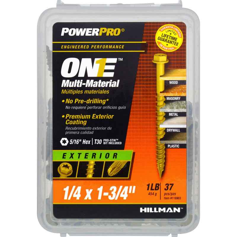 Hillman Power Pro 1/4 in. X 1-3/4 in. L Star Hex Washer Head Multi-Material Screw 1 lb 56 pk