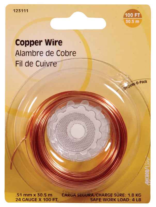 Hillman 100 ft. L Copper 24 Ga. Wire (Pack of 10)