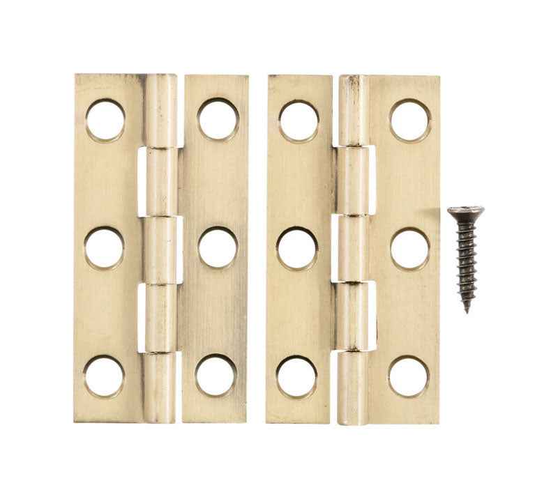 National Hardware 2 in. L Antique Brass Door Hinge 2 pk