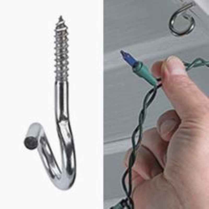 Hangman 1-1/8 in. Silver Stainless Steel Christmas Light Hangers (Pack of 6)