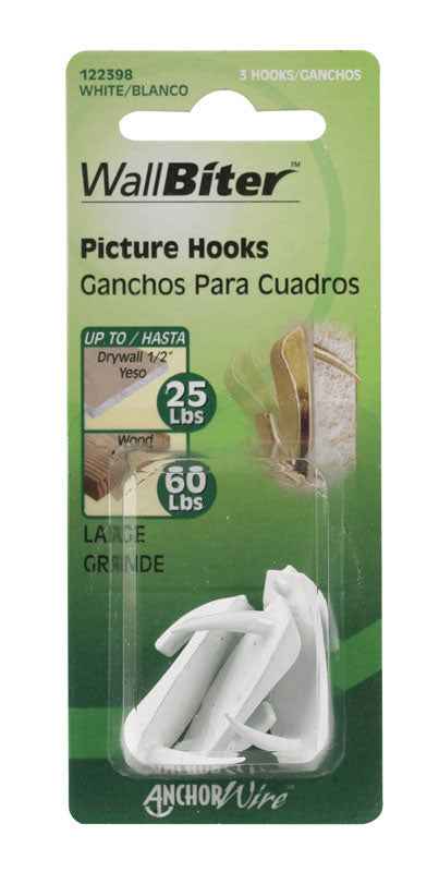 Hillman WallBiter Brass-Plated Large Picture Hook 60 lb. 3 pk (Pack of 10)