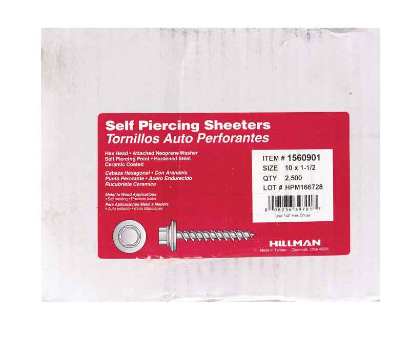 HILLMAN No. 10 Ga. X 1-1/2 in. L Hex Hex Washer Head Self-Piercing Screws 1 pk