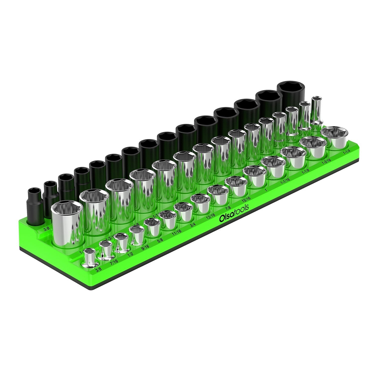 3-Row Magnetic Socket Holder + Chrome and Impact Sockets