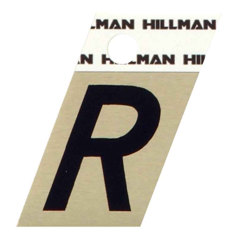 Hillman 1.5 in. Reflective Black Metal Self-Adhesive Letter R 1 pc (Pack of 6)