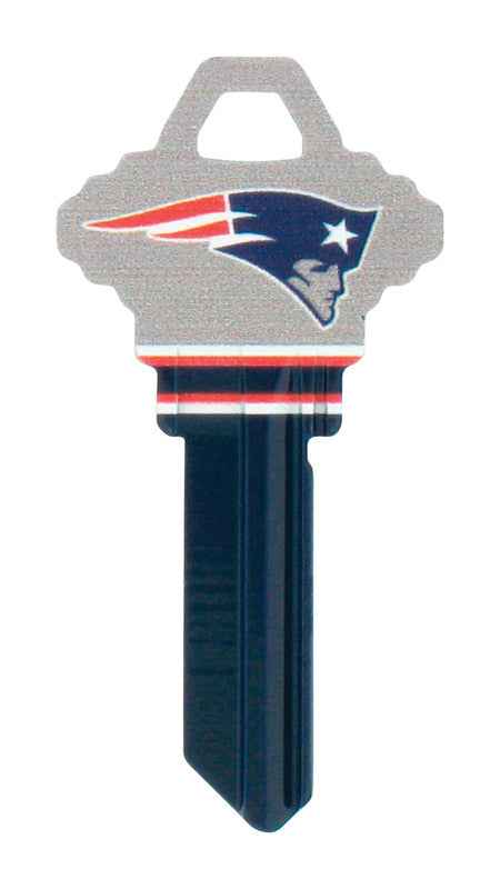 Hillman New England Patriots Painted Key House/Office Universal Key Blank Single sided (Pack of 6)