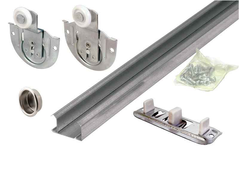 Prime-Line 72 in. L Galvanized Silver Plastic/Steel By-Pass Door Hardware Set 1 pk