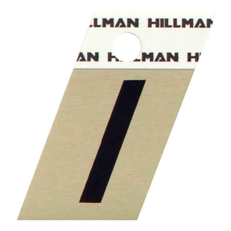 Hillman 1.5 in. Reflective Black Metal Self-Adhesive Letter I 1 pc (Pack of 6)