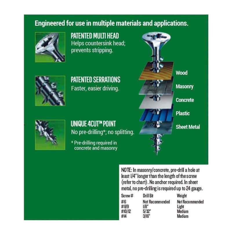 SPAX No. 8 x 2 in. L Phillips/Square Flat Head Zinc-Plated Steel Multi-Purpose Screw 20 each