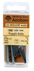 Hillman 1/4 in. Dia. x 3 in. L Round Steel Toggle Bolt 2 pk (Pack of 10)