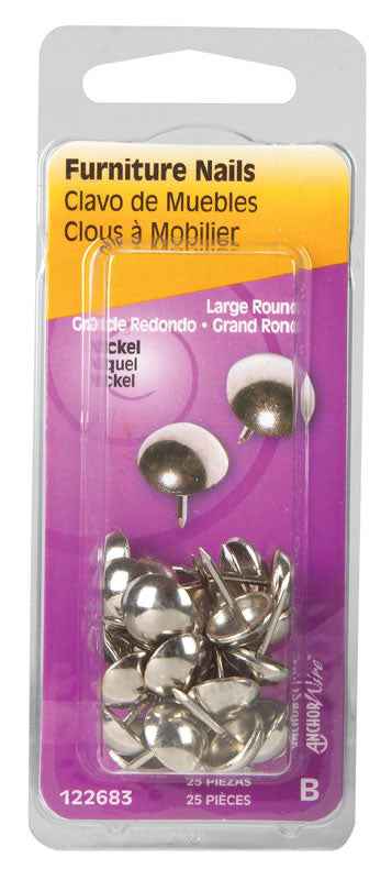Hillman Large Brass-Plated Brass Furniture Nails 25 pk (Pack of 6)