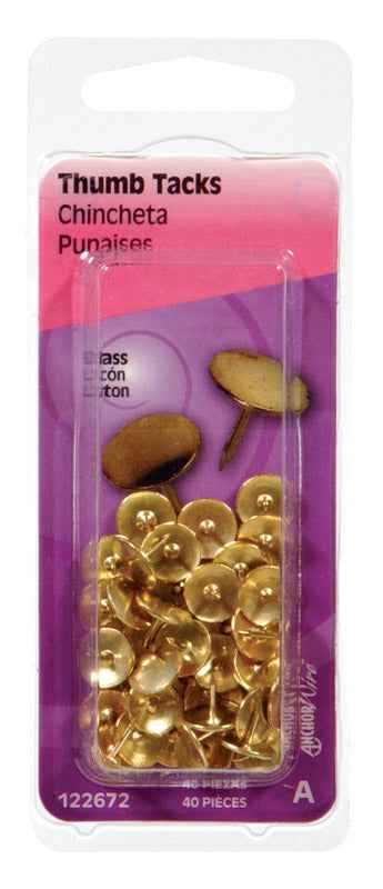 Hillman Yellow Push Pins 40 pk (Pack of 6)