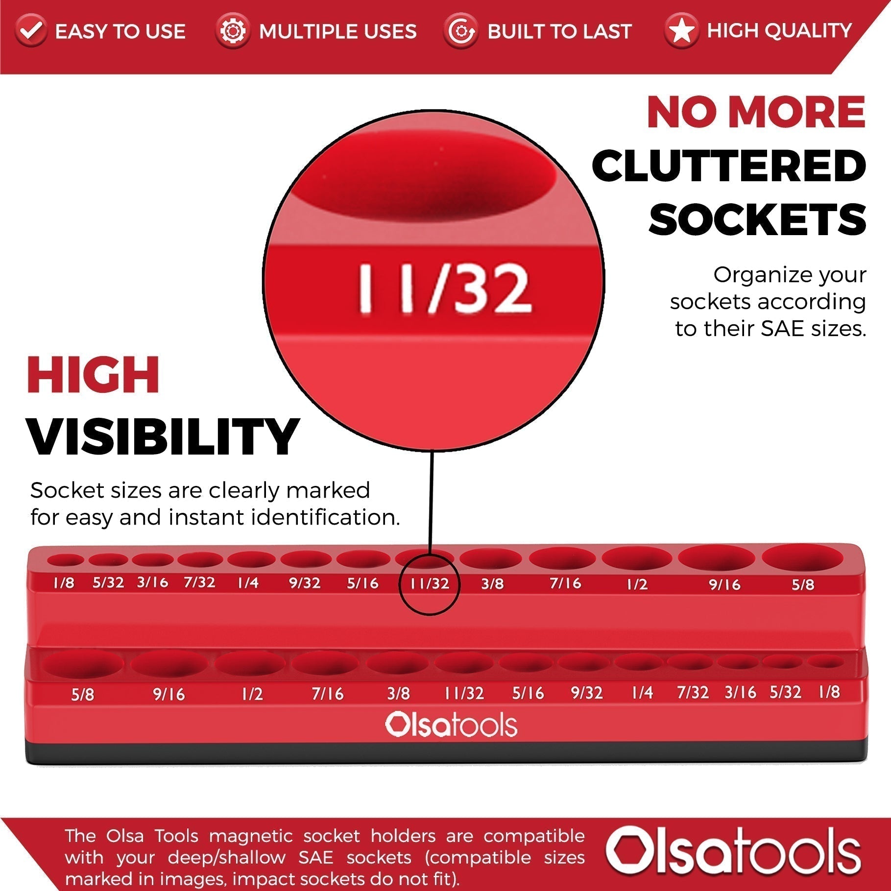 2-Row Magnetic Socket Holders