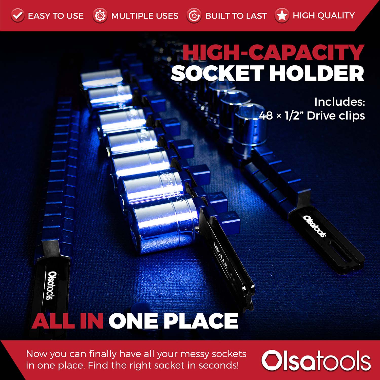 Aluminum Socket Organizer Rails with Locking End Caps