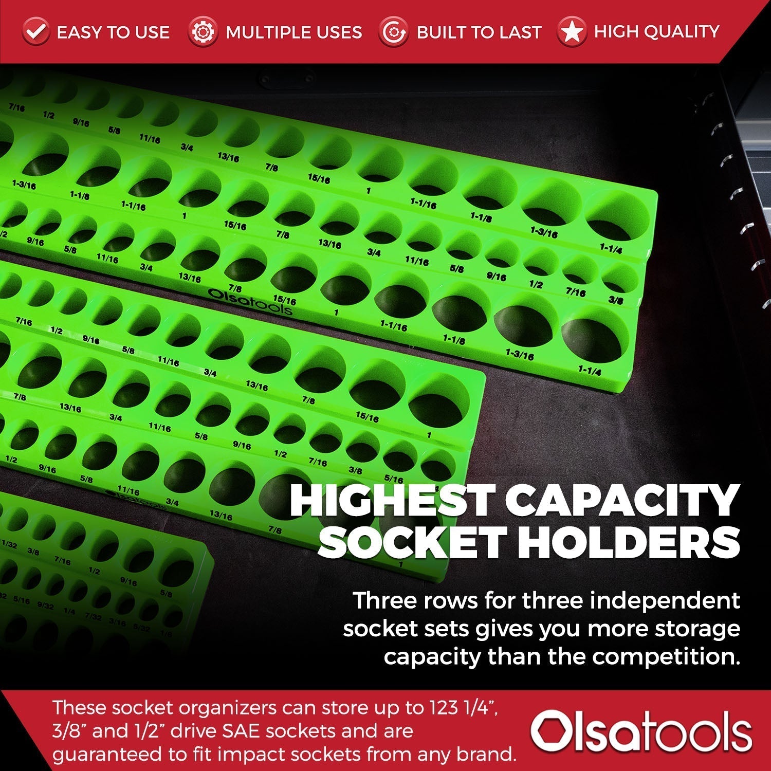 3-Row Magnetic Socket Holder