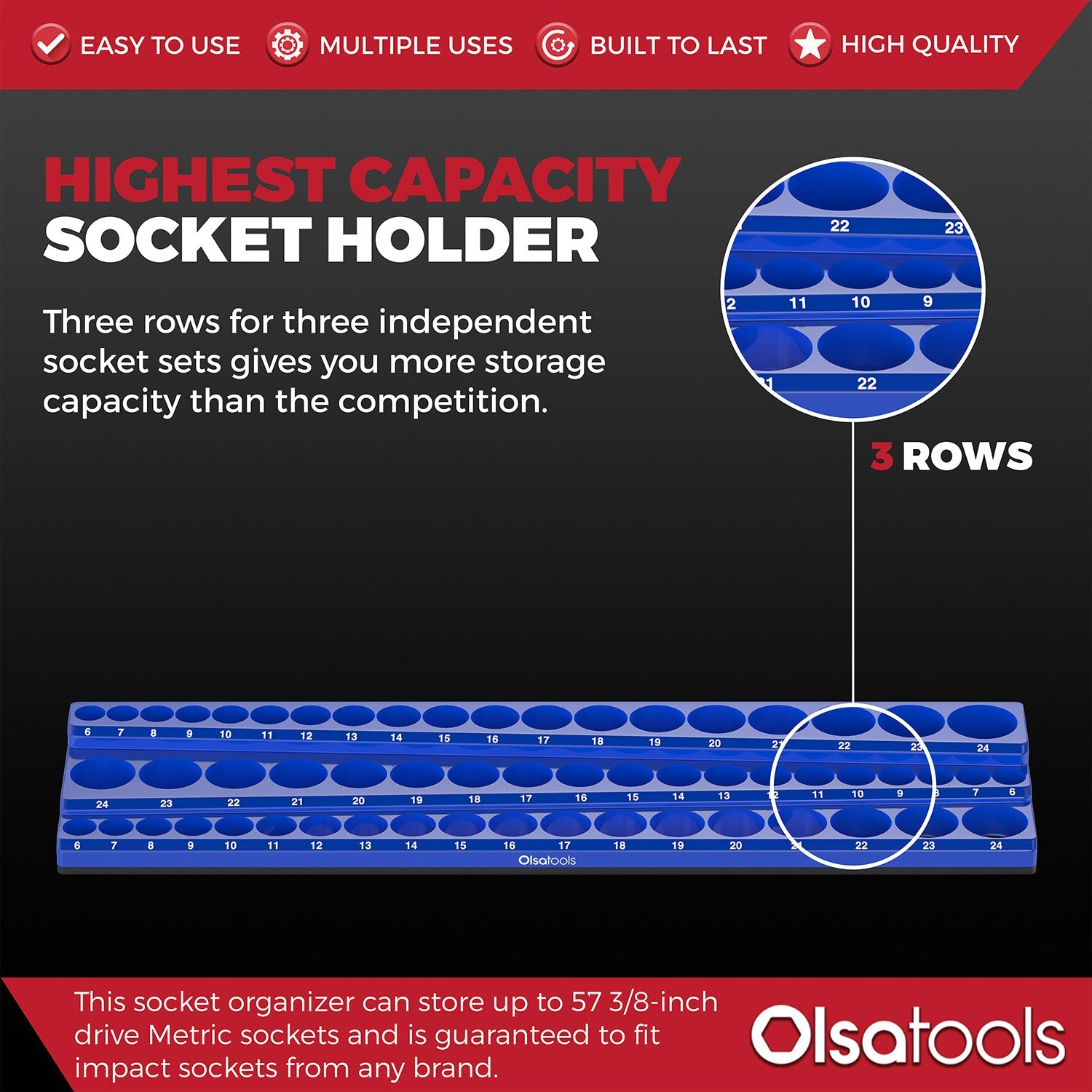 3-Row Magnetic Socket Holder