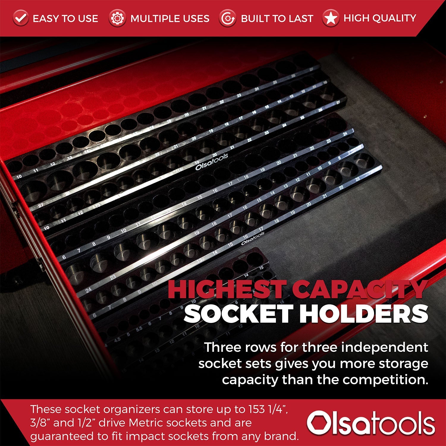 3-Row Magnetic Socket Holder