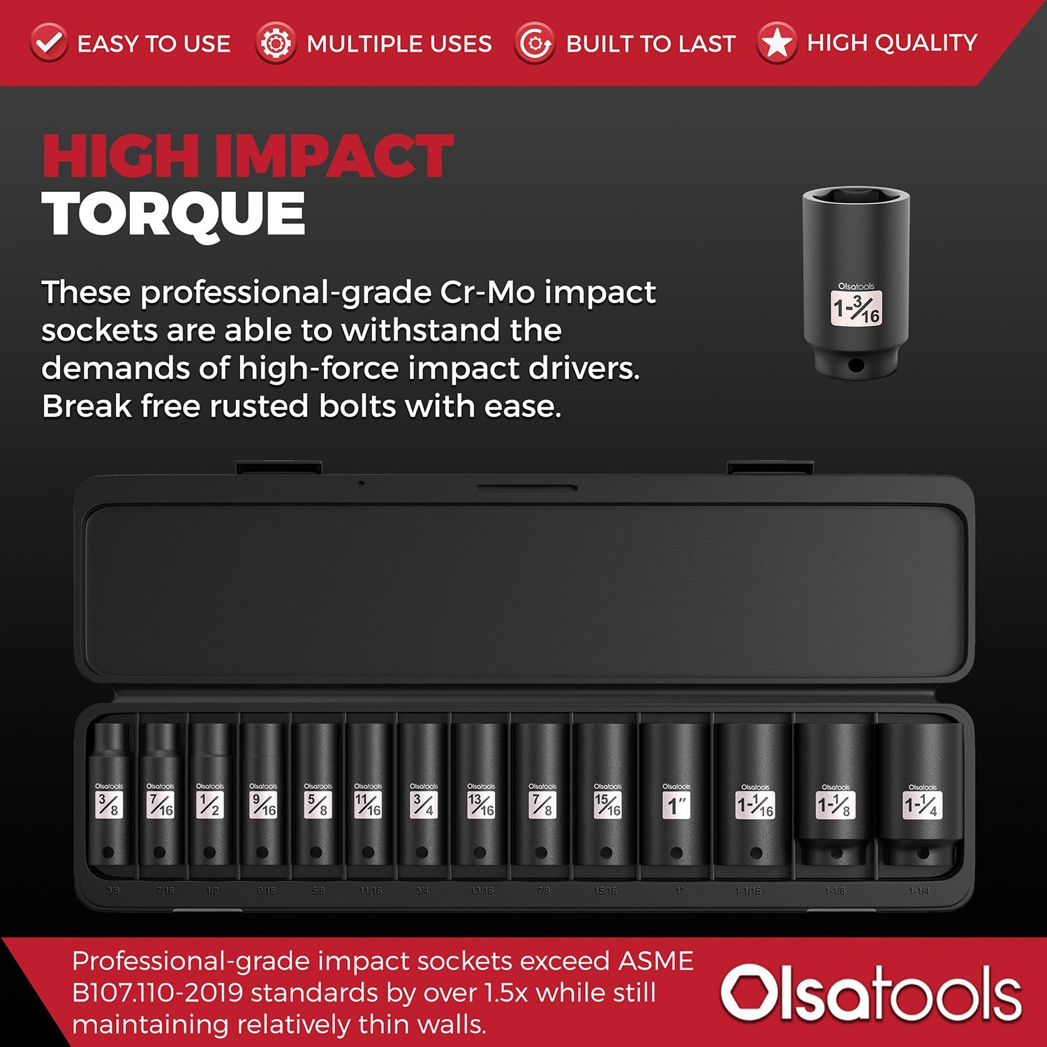 3-Row Magnetic Socket Holder + Chrome and Impact Sockets