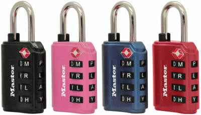 Master Lock 1-5/32 in. H X 1 3/8 in. W Steel 4-Dial Combination Luggage Lock