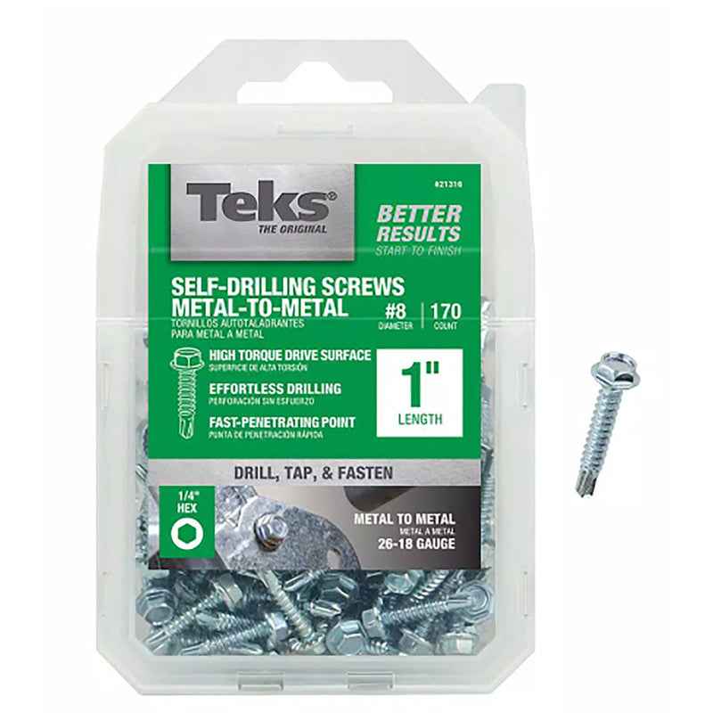 Teks No. 8 X 1 in. L Hex Drive Hex Head High/Low Self-Tapping Screws