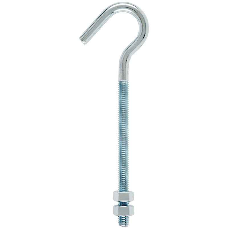 Hampton Medium Zinc-Plated Silver Steel 6 in. L Clothesline Bolt Hook 160 lb. 1 pk (Pack of 10)